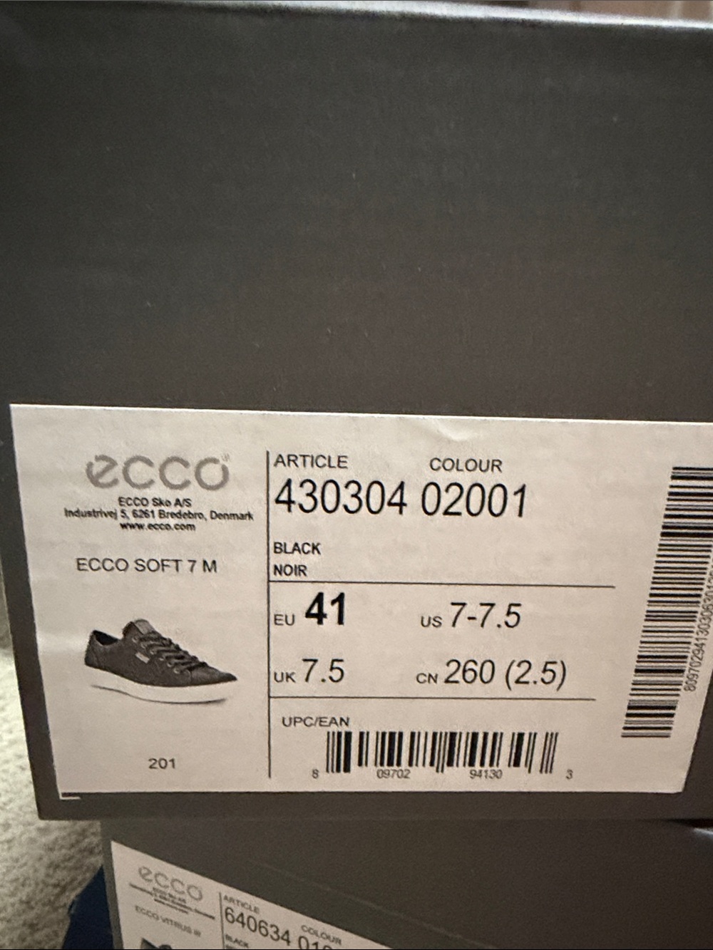 Ecco Black Leather Sneakers with Cream Sole - Picture 2 of 2